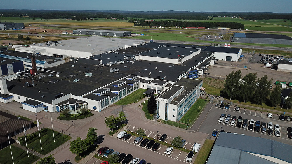 Aerial view of the Magna Electronics facility in Vargarda, Sweden