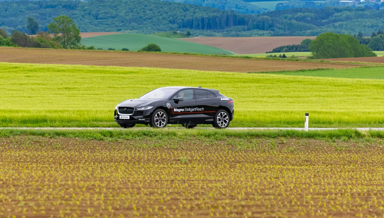 EtelligentReach demo car driving down country road