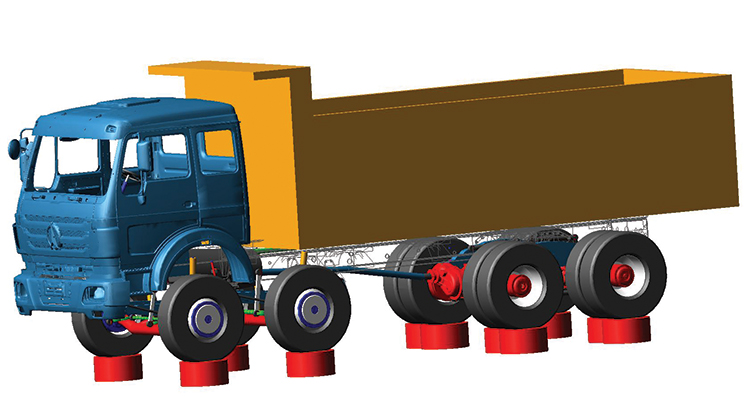 Rear view of grey vehicle taillights on with fog in background