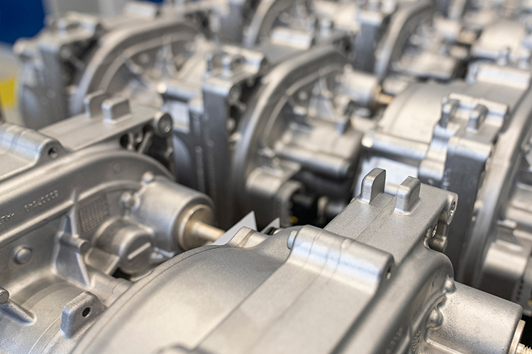 Close-up of assembled metal automotive components