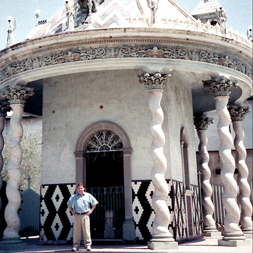 Doug Plester standing in front of a temple in Mexico